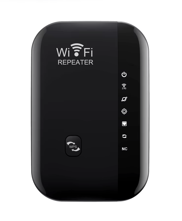 Бездротовий ретранслятор Wi-Fi репітер у розетку 2.4 ГГц 300 Мбіт/с 7LED Чорний