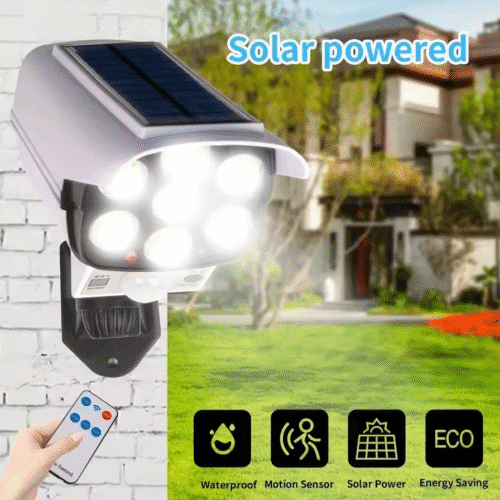 Сонячна вулична LED лампа з датчиком руху, 77 світлодіодів, водонепроникна, бездротова, для саду, патіо та двору