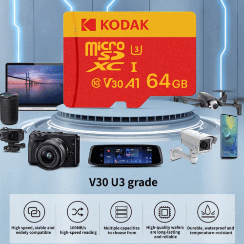 карта пам’яті 64GB U3 V30 A1 для смартфонів і камер з адаптером