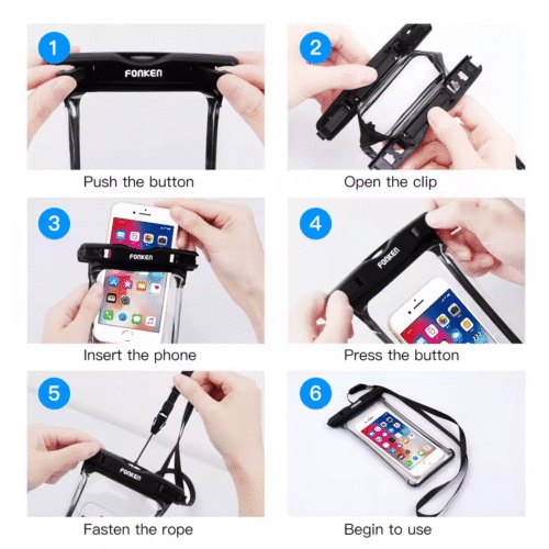 Водонепроникний чохол для смартфона з прозорим корпусом і ремінцем FONKEN