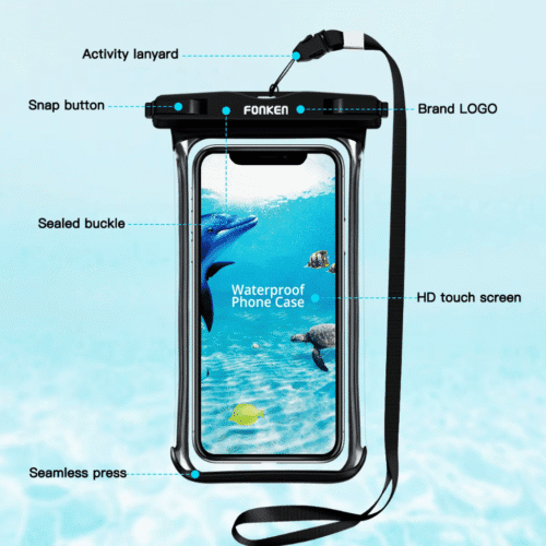 Водонепроникний чохол для смартфона з прозорим корпусом і ремінцем FONKEN