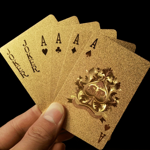 золотисті гральні карти з фольгованим покриттям, водостійка колода для настільних ігор