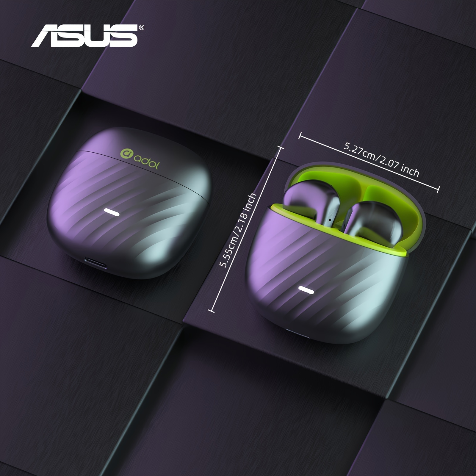 Бездротові навушники ASUS Adol з сенсорним керуванням і зарядним кейсом чорного кольору