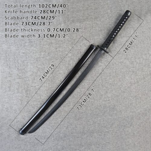 Тренувальний бокен-катана з чорного нейлону для бойових мистецтв і косплею