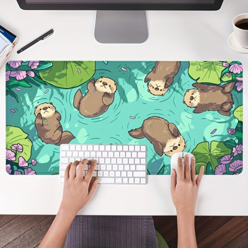 Килимок для мишки та клавіатури з принтом милих видр