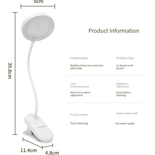 Універсальна гнучка поворотна акумуляторна лампа USB на кліпсі